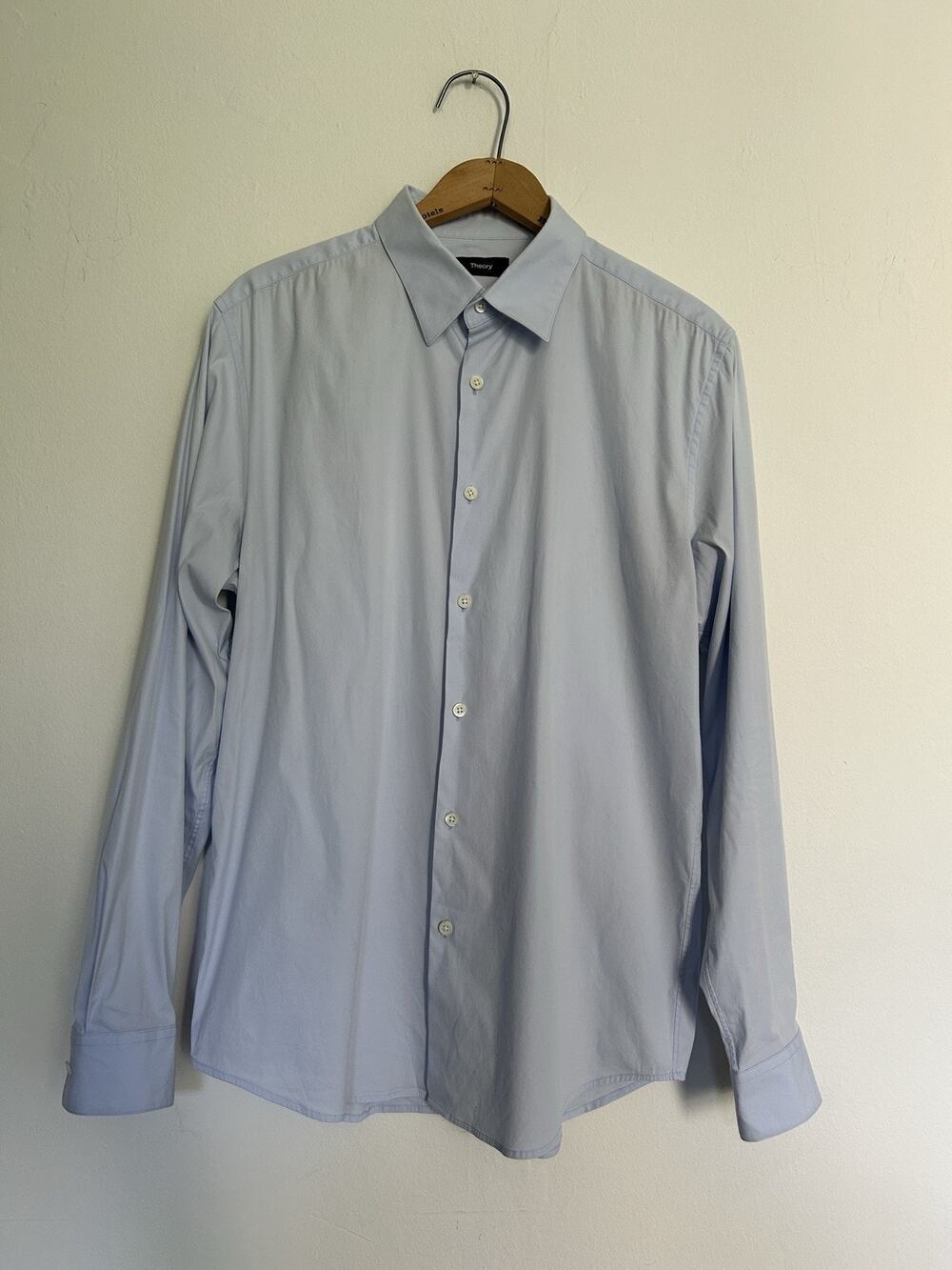 Theory Dress Shirt Mens Large Light Blue Button Up Long Sleeve Minimal